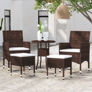 vidaXL, vidaXL 5-tlg. Garten-Lounge-Set Poly Rattan Braun, vidaXL 5-tlg. Garten-Lounge-Set Poly Rattan Braun