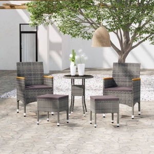 vidaXL, vidaXL 5-tlg. Garten-Lounge-Set Poly Rattan Grau, vidaXL 5-tlg. Garten-Lounge-Set Poly Rattan Grau