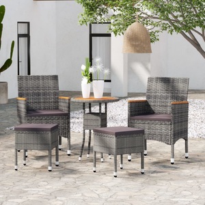 vidaXL, vidaXL 5-tlg. Garten-Lounge-Set Poly Rattan Grau, vidaXL 5-tlg. Garten-Lounge-Set Poly Rattan Grau