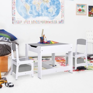 vidaXL, vidaXL Kindertisch mit 2 Stühlen Weiß MDF, vidaXL Kindertisch mit 2 Stühlen Weiß MDF