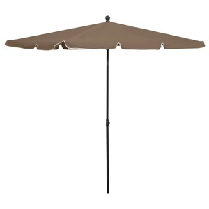 vidaXL, vidaXL Sonnenschirm mit Mast 210x140 cm Taupe, vidaXL Sonnenschirm mit Mast 210x140 cm Taupe