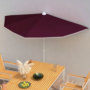 vidaXL, vidaXL Halb-Sonnenschirm mit Mast 180x90 cm Bordeauxrot