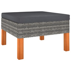 vidaXL, vidaXL Fußbank Poly Rattan und Eukalyptus Massivholz, vidaXL Fußbank Poly Rattan und Eukalyptus Massivholz