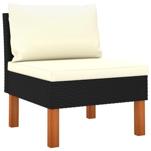 vidaXL, vidaXL Mittelsofa Poly Rattan und Eukalyptus Massivholz