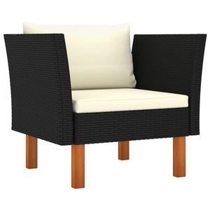 vidaXL, vidaXL Gartensofa Poly Rattan und Eukalyptus Massivholz, vidaXL Gartensofa Poly Rattan und Eukalyptus Massivholz