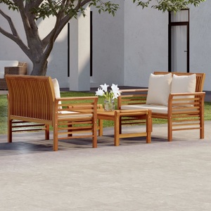 vidaXL, vidaXL 3-tlg. Garten-Lounge-Set mit Kissen Massivholz Akazie, vidaXL 3-tlg. Garten-Lounge-Set mit Kissen Massivholz Akazie
