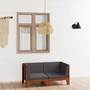 vidaXL, vidaXL 2-Sitzer-Sofa mit Dunkelgrauen Kissen Akazie Massivholz