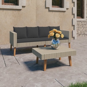 vidaXL, vidaXL 2-tlg. Garten-Lounge-Set mit Auflagen Poly Rattan Beige, vidaXL 2-tlg. Garten-Lounge-Set mit Auflagen Poly Rattan Beige