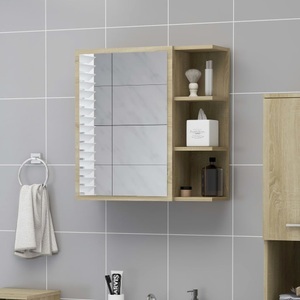 vidaXL, vidaXL Bad-Spiegelschrank Sonoma-Eiche 62,5x20,5x64 cm Holzwerkstoff, vidaXL Bad-Spiegelschrank Sonoma-Eiche 62,5x20,5x64 cm Holzwerkstoff