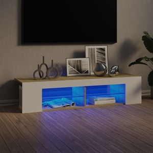 vidaXL, vidaXL TV-Schrank mit LED-Leuchten Weiß Sonoma-Eiche 135x39x30 cm, 