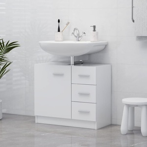 vidaXL, vidaXL Waschbeckenunterschrank Weiß 63x30x54 cm Spanplatte