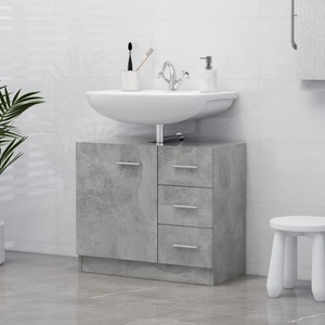 vidaXL, vidaXL Waschbeckenunterschrank Betongrau 63x30x54 cm Spanplatte