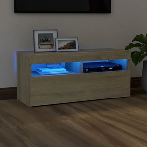 vidaXL, vidaXL TV-Schrank mit LED-Leuchten Sonoma-Eiche 90x35x40 cm, vidaXL TV-Schrank mit LED-Leuchten Sonoma-Eiche 90x35x40 cm