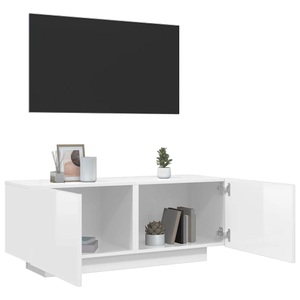 vidaXL, vidaXL TV-Schrank Hochglanz-Weiß 100x35x40 cm Spanplatte, vidaXL TV-Schrank Hochglanz-Weiß 100x35x40 cm Holzwerkstoff
