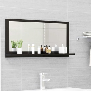 vidaXL, vidaXL Badspiegel Hochglanz-Schwarz 80x10,5x37 cm Spanplatte, 