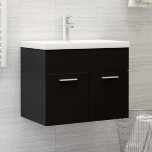 vidaXL, vidaXL Waschbeckenunterschrank Schwarz 60x38,5x46 cm Spanplatte