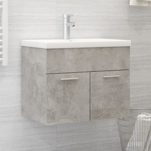 vidaXL, vidaXL Waschbeckenunterschrank Betongrau 60x38,5x46 cm Spanplatte, 