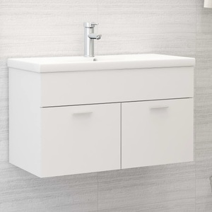 vidaXL, vidaXL Waschbeckenunterschrank Weiß 80x38,5x46 cm Spanplatte, vidaXL Waschbeckenunterschrank Weiß 80x38,5x46 cm Holzwerkstoff