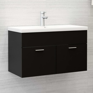vidaXL, vidaXL Waschbeckenunterschrank Schwarz 80x38,5x46 cm Spanplatte