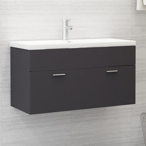 vidaXL, vidaXL Waschbeckenunterschrank Grau 90x38,5x46 cm Spanplatte