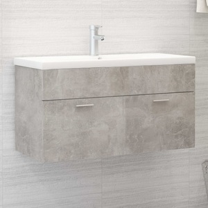 vidaXL, vidaXL Waschbeckenunterschrank Betongrau 90x38,5x46 cm Spanplatte