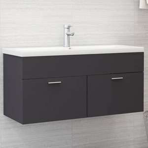 vidaXL, vidaXL Waschbeckenunterschrank Grau 100x38,5x46 cm Spanplatte