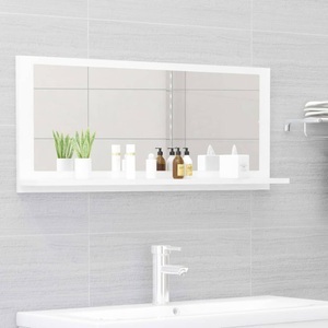 vidaXL, vidaXL Badspiegel Hochglanz-Weiß 90x10,5x37 cm Spanplatte, vidaXL Badspiegel Hochglanz-Weiß 90x10,5x37 cm Holzwerkstoff