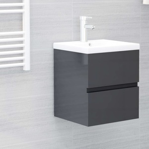 vidaXL, vidaXL Waschbeckenunterschrank Hochglanz-Grau 41x38,5x45 cm Spanplatte, 