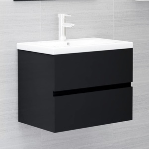 vidaXL, vidaXL Waschbeckenunterschrank Schwarz 60x38,5x45 cm Holzwerkstoff