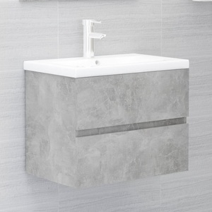 vidaXL, vidaXL Waschbeckenunterschrank Betongrau 60x38,5x45 cm Holzwerkstoff, vidaXL Waschbeckenunterschrank Betongrau 60x38,5x45 cm Holzwerkstoff