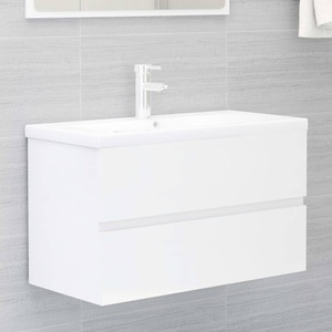 vidaXL, vidaXL Waschbeckenunterschrank Hochglanz-Weiß 80x38,5x45 cm Spanplatte