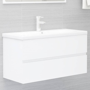 vidaXL, vidaXL Waschbeckenunterschrank Weiß 90x38,5x45 cm Spanplatte