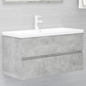 vidaXL, vidaXL Waschbeckenunterschrank Betongrau 90x38,5x45 cm Spanplatte