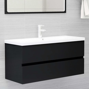 vidaXL, vidaXL Waschbeckenunterschrank Schwarz 100x38,5x45 cm Holzwerkstoff