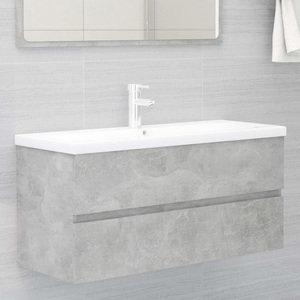 vidaXL, vidaXL Waschbeckenunterschrank Betongrau 100x38,5x45 cm Spanplatte