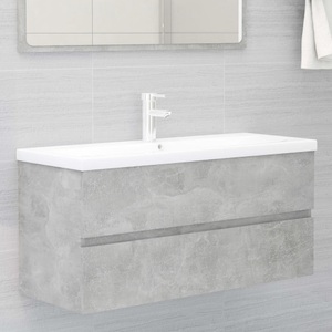 vidaXL, vidaXL Waschbeckenunterschrank Betongrau 100x38,5x45 cm Spanplatte