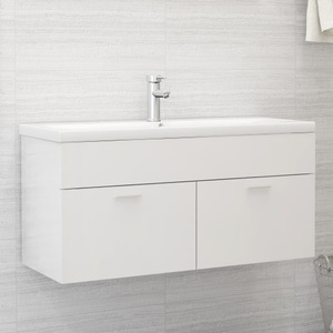 vidaXL, vidaXL Waschbeckenunterschrank Hochglanz-Weiß 100x38,5x46 cm Spanplatte