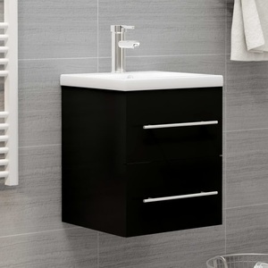 vidaXL, vidaXL Waschbeckenunterschrank Schwarz 41x38,5x48 cm Spanplatte