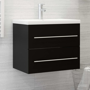 vidaXL Waschbeckenunterschrank Schwarz 60x38,5x48 cm Spanplatte