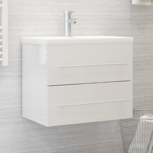 vidaXL, vidaXL Waschbeckenunterschrank Hochglanz-Weiß 60x38,5x48 cm Spanplatte, vidaXL Waschbeckenunterschrank Hochglanz-Weiß 60x38,5x48 cm