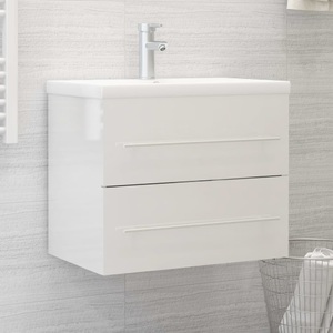 vidaXL, vidaXL Waschbeckenunterschrank Hochglanz-Weiß 60x38,5x48 cm Spanplatte