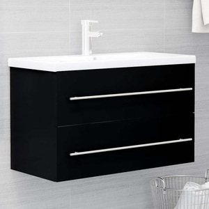 vidaXL, vidaXL Waschbeckenunterschrank Schwarz 80x38,5x48 cm Spanplatte