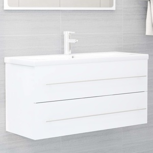 vidaXL, vidaXL Waschbeckenunterschrank Weiß 100x38,5x48 cm Spanplatte, vidaXL Waschbeckenunterschrank Weiß 100x38,5x48 cm Holzwerkstoff