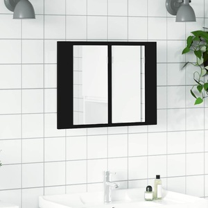 vidaXL LED-Bad-Spiegelschrank Schwarz 60x12x45 cm