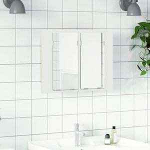 vidaXL, vidaXL LED-Bad-Spiegelschrank Hochglanz-Weiß 60x12x45 cm