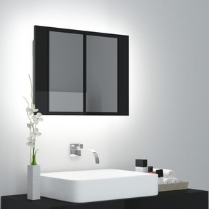 vidaXL, vidaXL LED-Bad-Spiegelschrank Hochglanz-Schwarz 60x12x45 cm, 