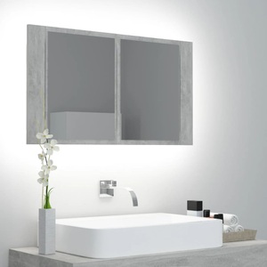 vidaXL, vidaXL LED-Bad-Spiegelschrank Betongrau 80x12x45 cm