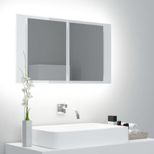 vidaXL, vidaXL LED-Bad-Spiegelschrank Hochglanz-Weiß 80x12x45 cm