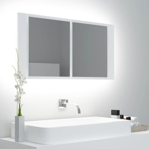 vidaXL, vidaXL LED-Bad-Spiegelschrank Weiß 90x12x45 cm, vidaXL LED-Bad-Spiegelschrank Weiß 90x12x45 cm Acryl