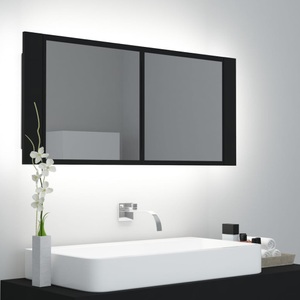 vidaXL, vidaXL LED-Bad-Spiegelschrank Schwarz 100x12x45 cm, vidaXL LED-Bad-Spiegelschrank Schwarz 100x12x45 cm Acryl